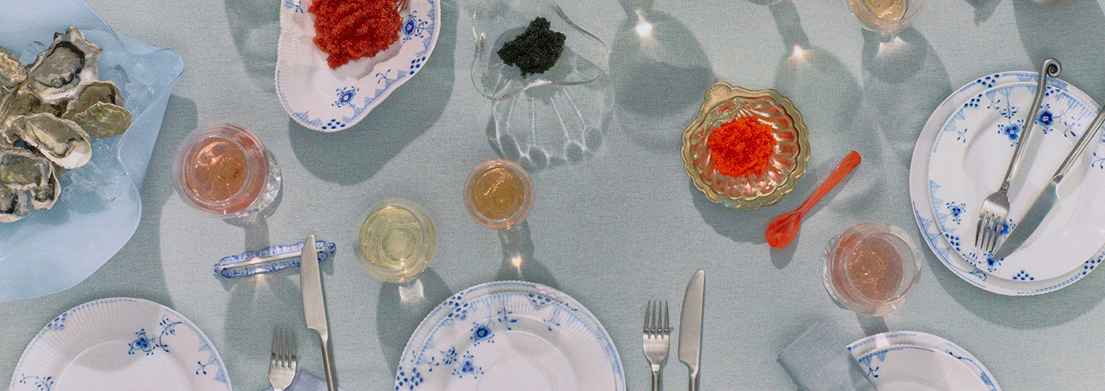 An elegant table set with Blue Elements